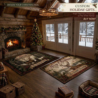 Rustic Deer Hunting Christmas Personalized Rug