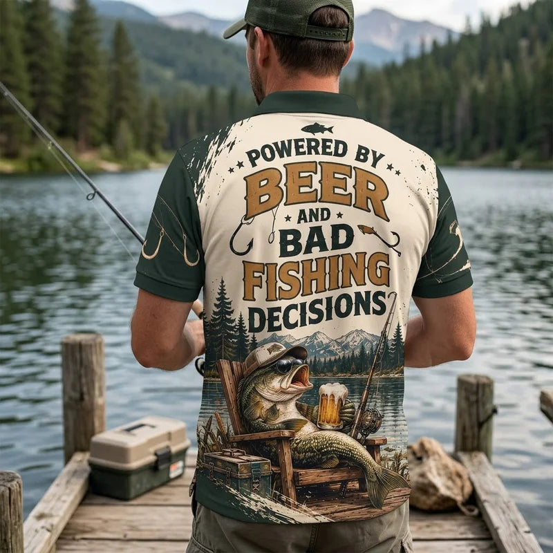 Personalized Fishing Beer Funny 3D Polo Shirt