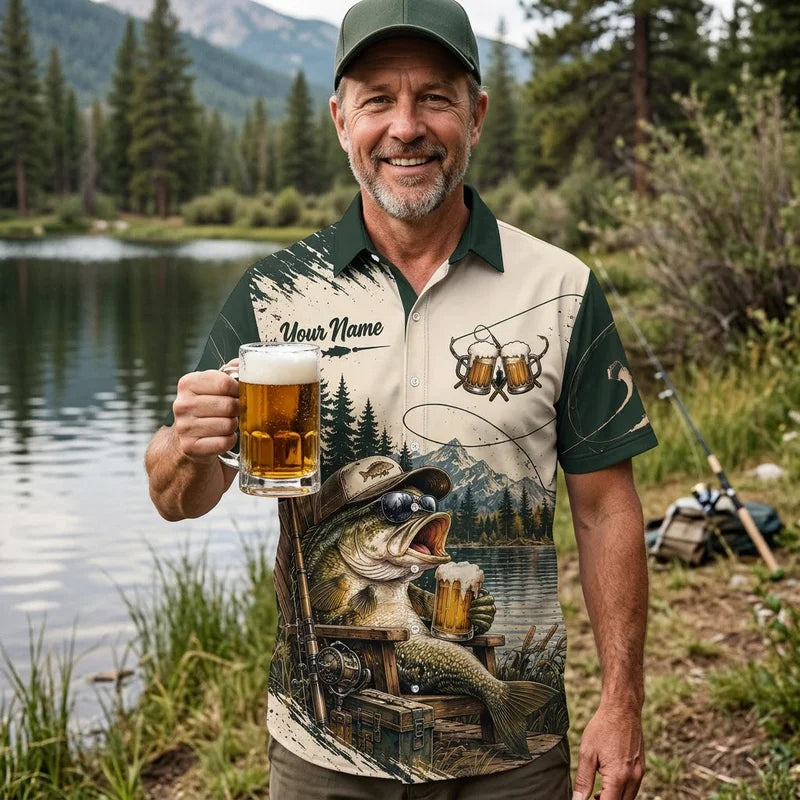 Personalized Fishing Beer Funny 3D Hawaiian Shirt