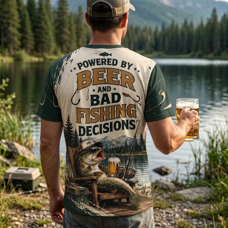 Personalized Fishing Beer Funny 3D T-Shirt