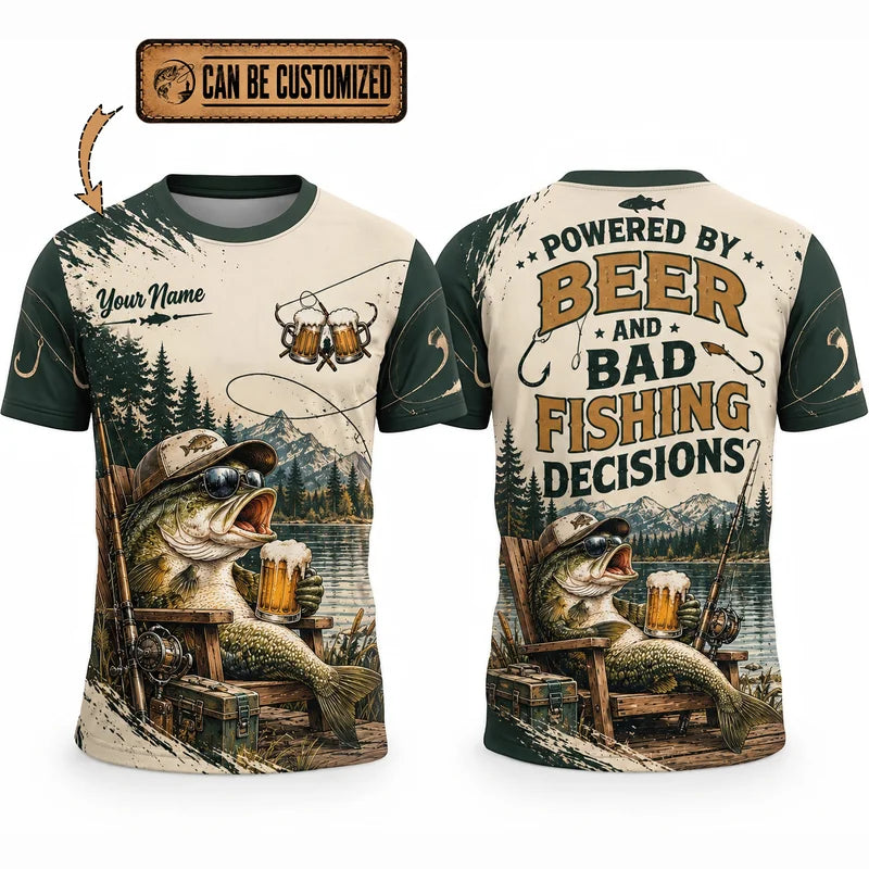Personalized Fishing Beer Funny 3D T-Shirt