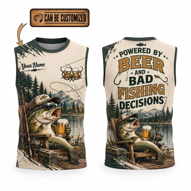 Personalized Fishing Beer Funny 3D Tank Top