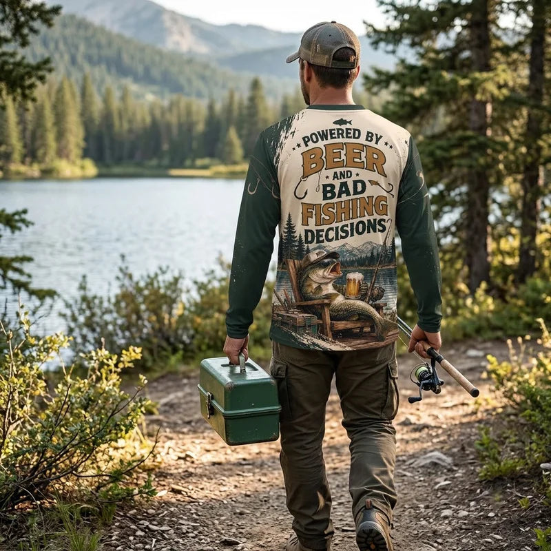 Personalized Fishing Beer Funny 3D Long Sleeve Shirt