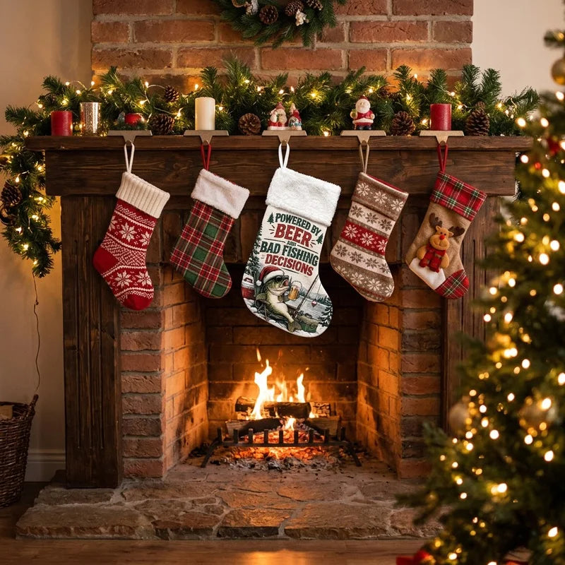 Powered By Beer And Bad Fishing Decisions Christmas Stocking