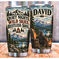 Quiet Nights Wild Skies Restless Soul Camping 20oz Stainless Steel Tumbler