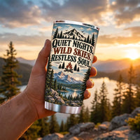 Quiet Nights Wild Skies Restless Soul Camping 20oz Stainless Steel Tumbler