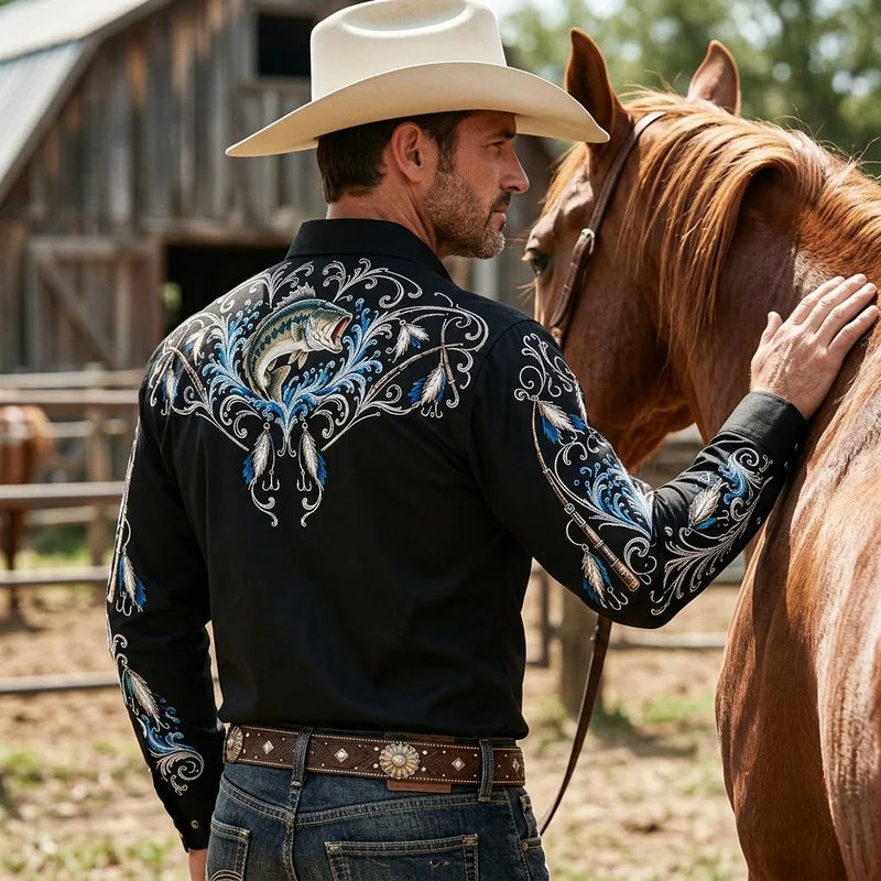 Reel Cowboy Bass Fishing Western Shirt