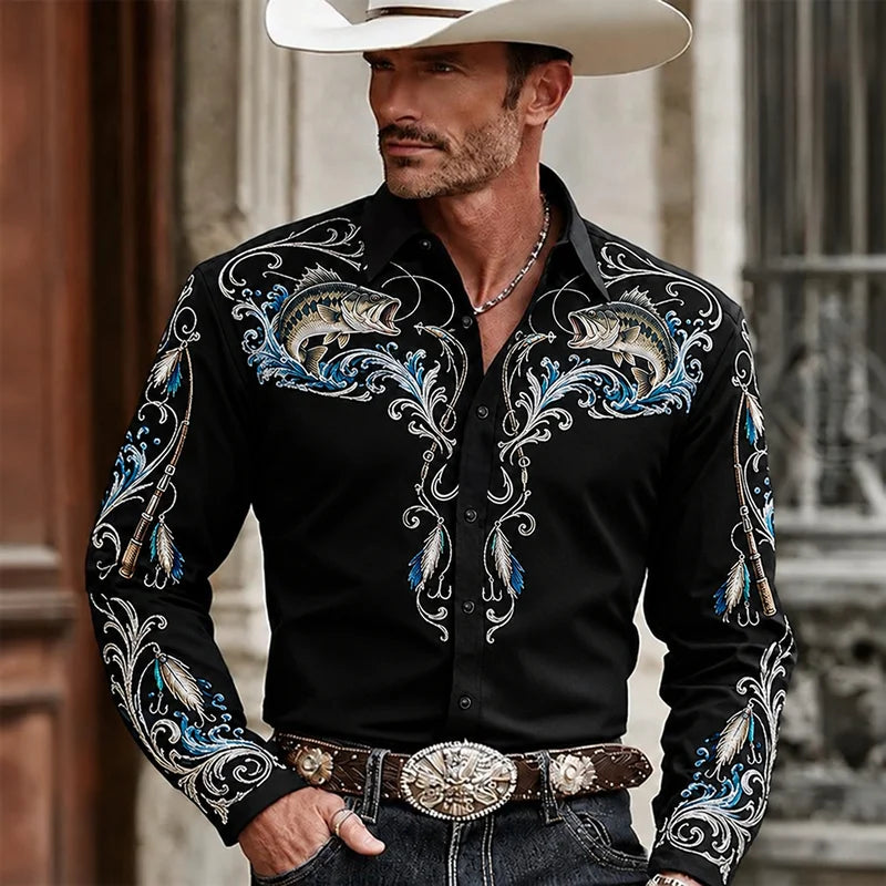 Reel Cowboy Bass Fishing Western Shirt