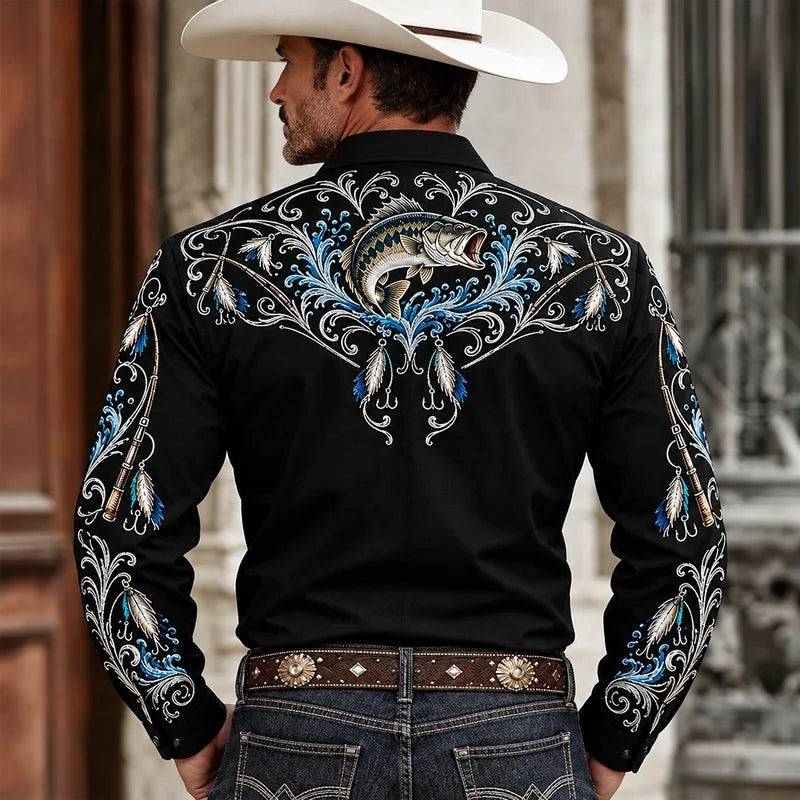 Reel Cowboy Bass Fishing Western Shirt