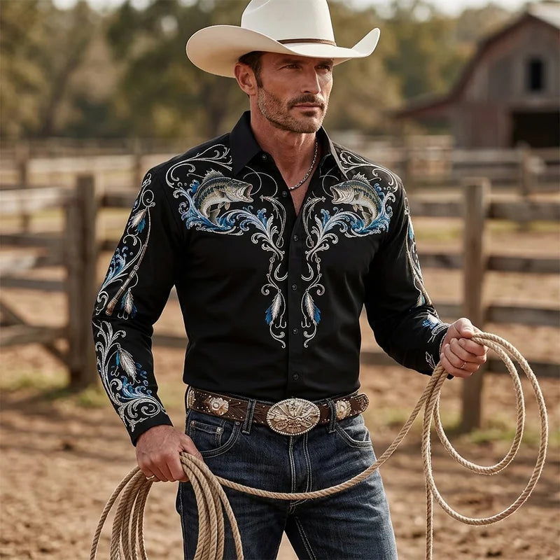 Reel Cowboy Bass Fishing Western Shirt