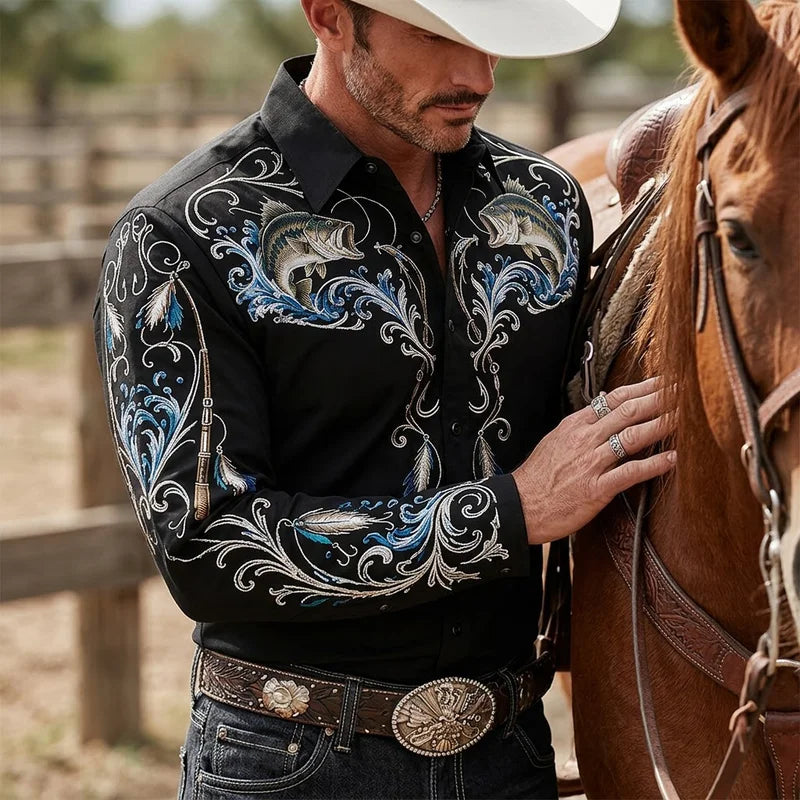 Reel Cowboy Bass Fishing Western Shirt