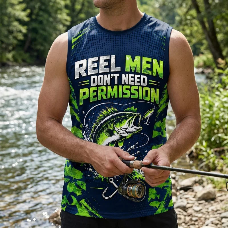 Reel Men Don't Need Permission Bass Fishing Tank Top