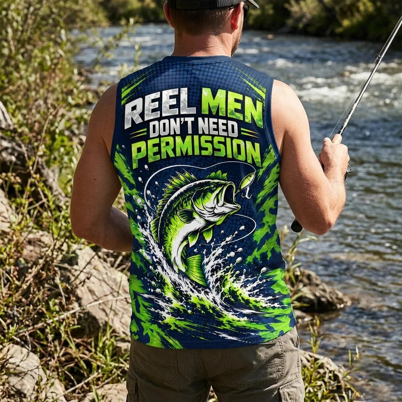 Reel Men Don't Need Permission Bass Fishing Tank Top