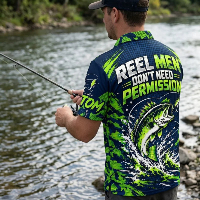Reel Men Don't Need Permission Bass Fishing Polo Shirt