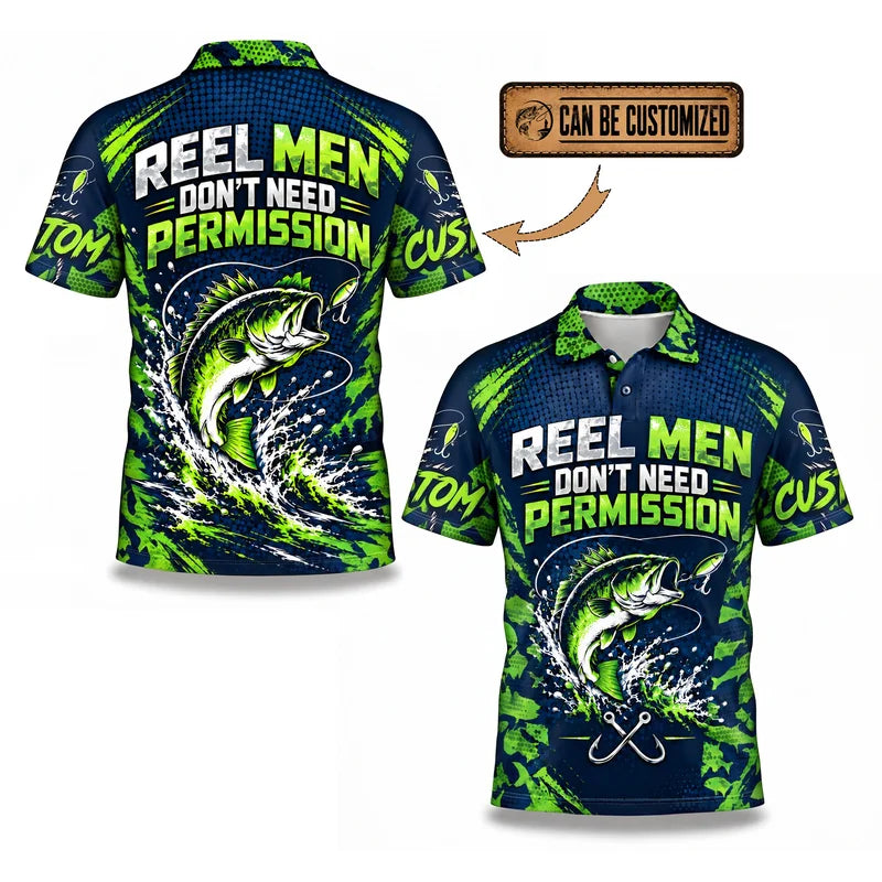 Reel Men Don't Need Permission Bass Fishing Polo Shirt
