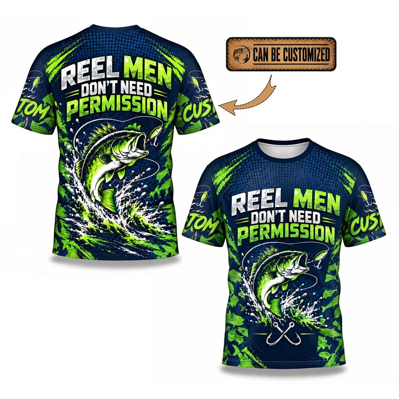 Reel Men Don't Need Permission Bass Fishing T-Shirt