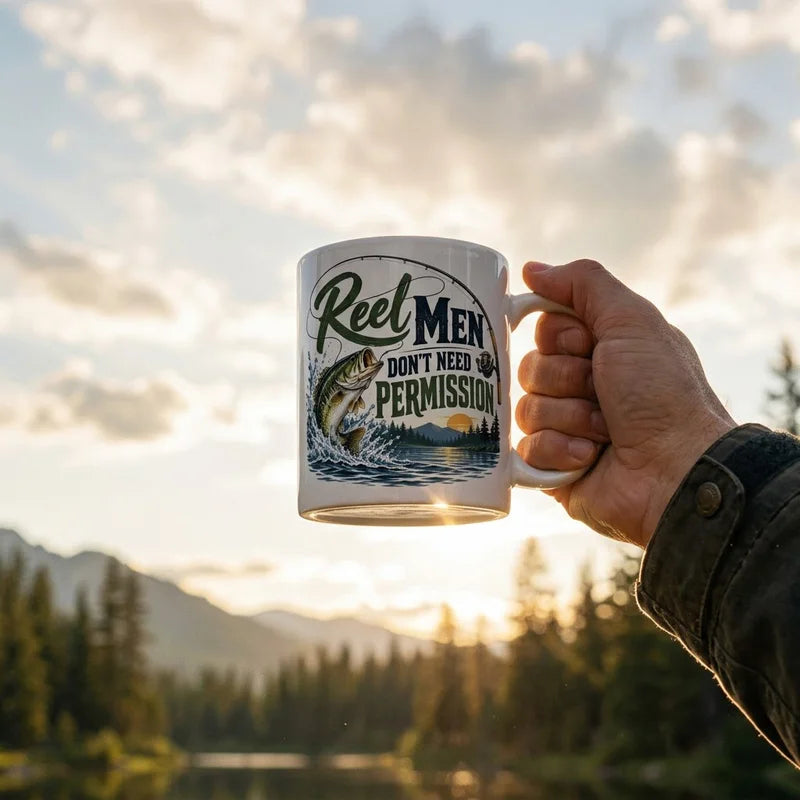 Reel Men Don't Need Permission Fishing Coffee Mug