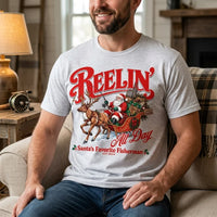 Reelin' All Day Santa's Favorite Fisherman Christmas Fishing T-Shirt