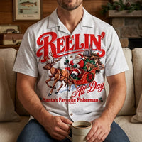 Reelin' All Day Santa's Favorite Fisherman Christmas Fishing Hawaiian Shirt