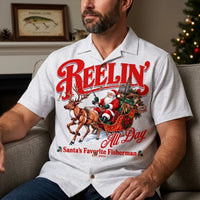 Reelin' All Day Santa's Favorite Fisherman Christmas Fishing Hawaiian Shirt