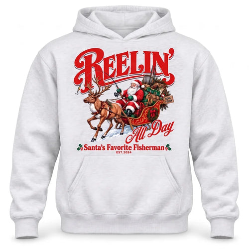 Reelin' All Day Santa's Favorite Fisherman Christmas Fishing Hoodie