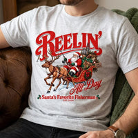 Reelin' All Day Santa's Favorite Fisherman Christmas Fishing T-Shirt