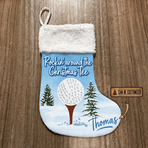 Personalized Rockin' Around the Christmas Tee Golf Stocking