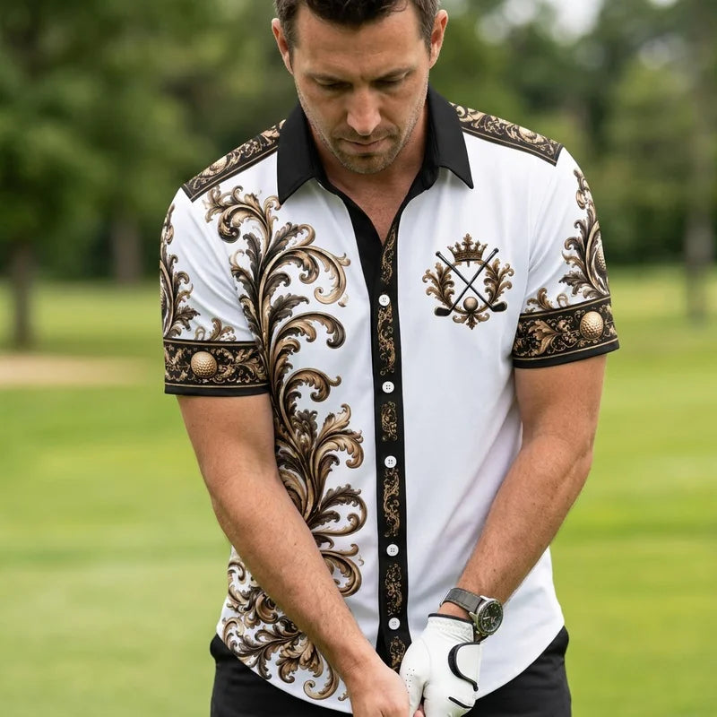 Royal Crown Luxury Golf Baroque Western Short Shirt