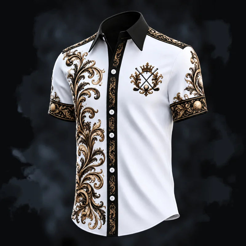 Royal Crown Luxury Golf Baroque Western Short Shirt