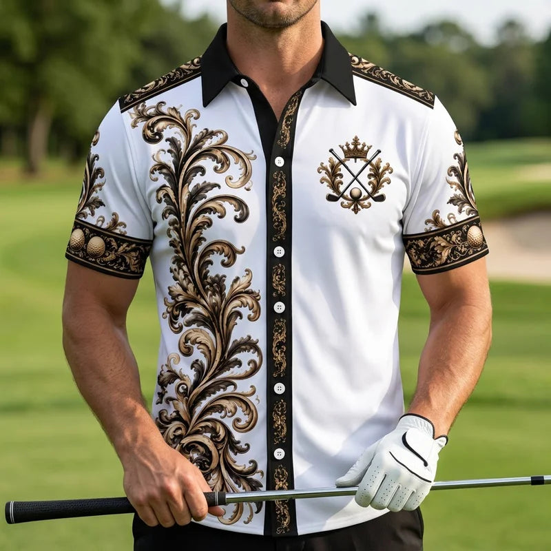 Royal Crown Luxury Golf Baroque Western Short Shirt