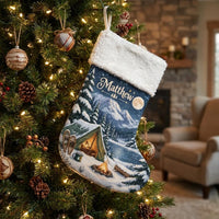 Winter Camping Snowy Night Christmas Stocking