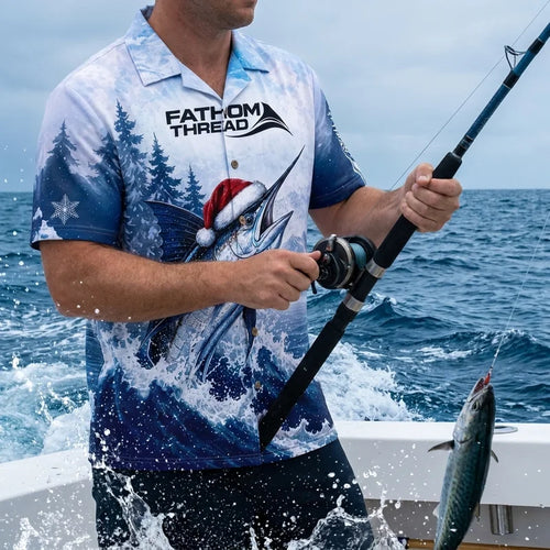 Snow Fishing Marlin Christmas Winter Fishing Hawaiian Shirt