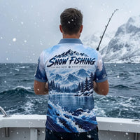 Snow Fishing Marlin Christmas Winter Fishing Polo Shirt
