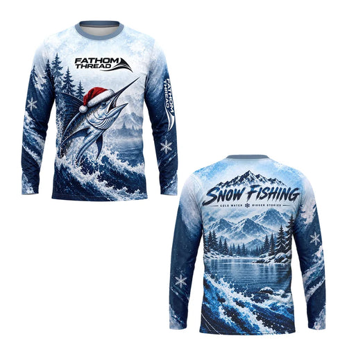 Snow Fishing Marlin Christmas Winter Fishing Sweater