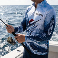 Snow Fishing Marlin Christmas Winter Fishing Zip Long Sleeve Shirt