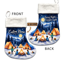 Personalized Snowy Nights Campfire Lights Christmas Stocking