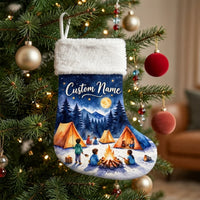Personalized Snowy Nights Campfire Lights Christmas Stocking