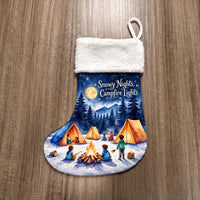 Personalized Snowy Nights Campfire Lights Christmas Stocking