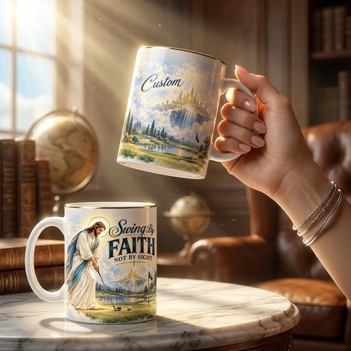 Personalized Golf By Faith Christian Ceramic Mug