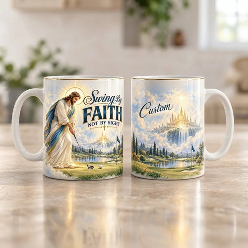 Personalized Golf By Faith Christian Ceramic Mug