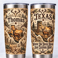 Personalized Texas Big Buck Hunting Vintage 20oz Tumbler