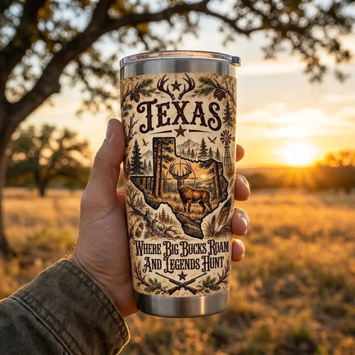 Personalized Texas Big Buck Hunting Vintage 20oz Tumbler