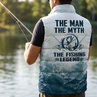 Personalized Fishing Legend Ombre Waves Puffer Vest