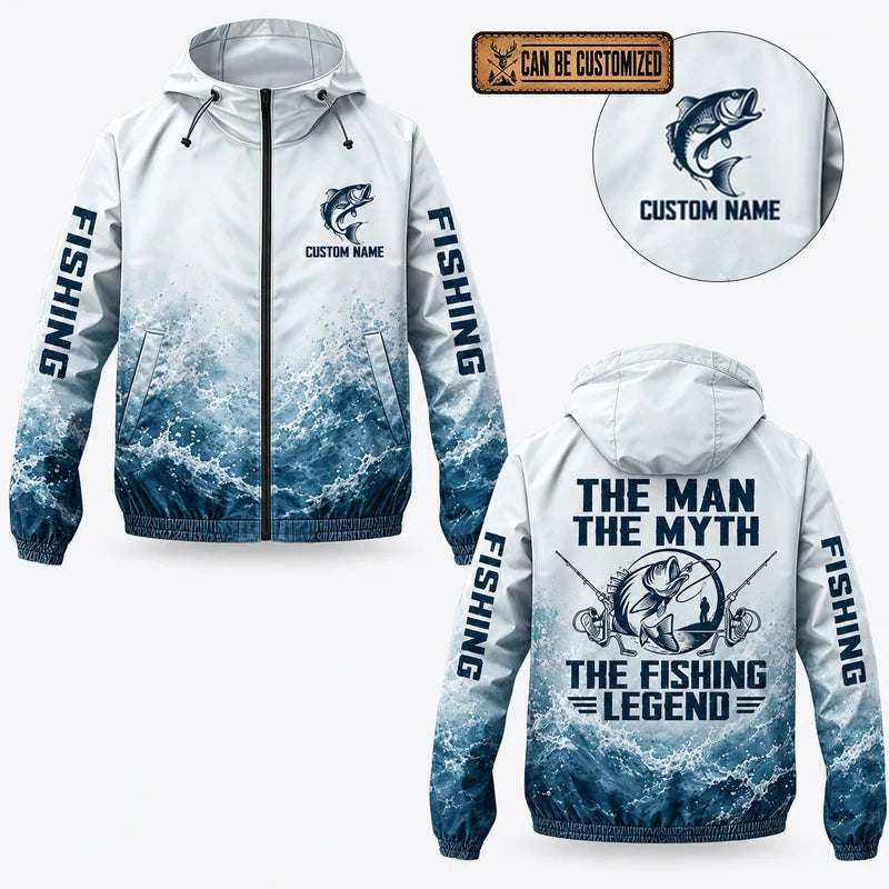 The Man The Myth The Fishing Legend Windbreaker Jacket