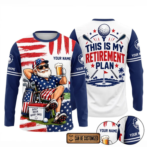 This Is My Retirement Plan Golf Beer Funny Personalized Long Sleeve Shirt