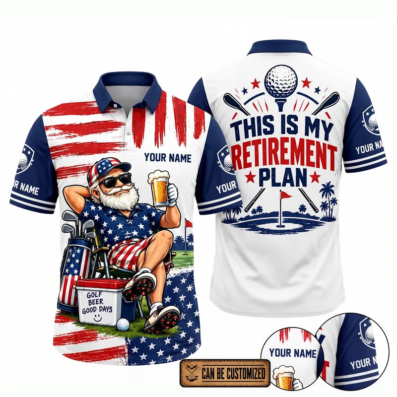 This Is My Retirement Plan Golf Beer Funny Personalized Polo Shirt