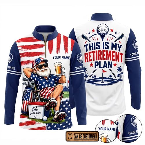 This Is My Retirement Plan Golf Beer Funny Personalized Polo Long Sleeve Shirt