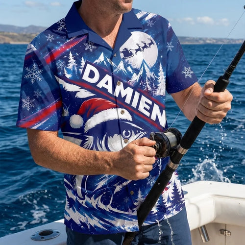 Personalized Christmas Fishing Santa Fish Winter Hawaiian Shirt
