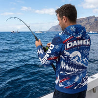 Personalized Christmas Fishing Santa Fish Winter Hoodie