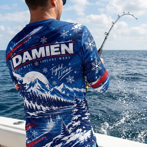 Personalized Christmas Fishing Santa Fish Winter Long Sleeve Shirt
